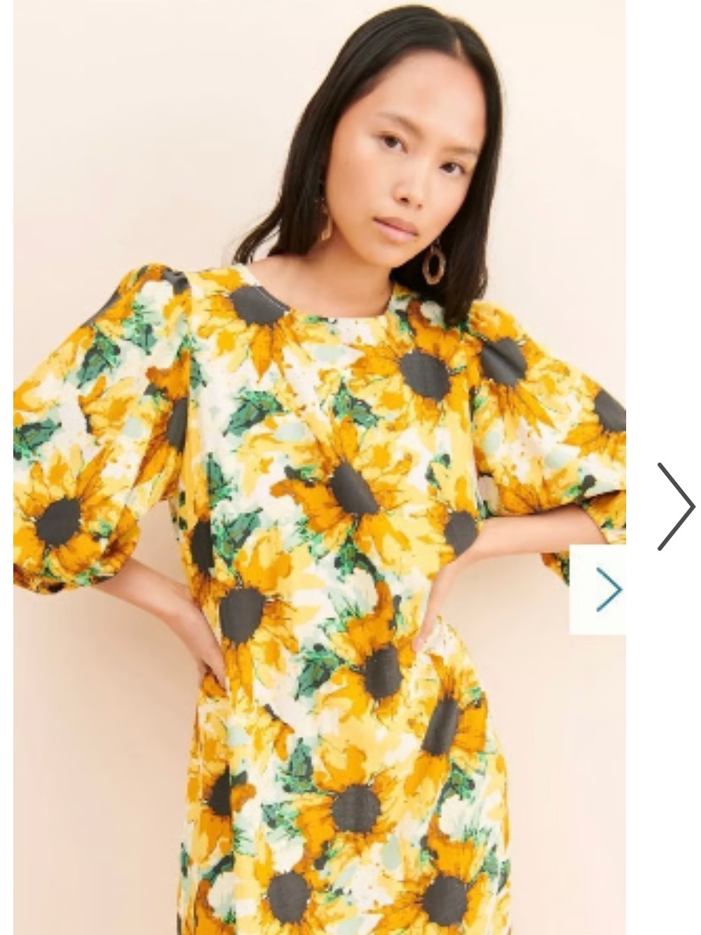 Anthropologie Sunflower Midi Dress in Yellow and Green